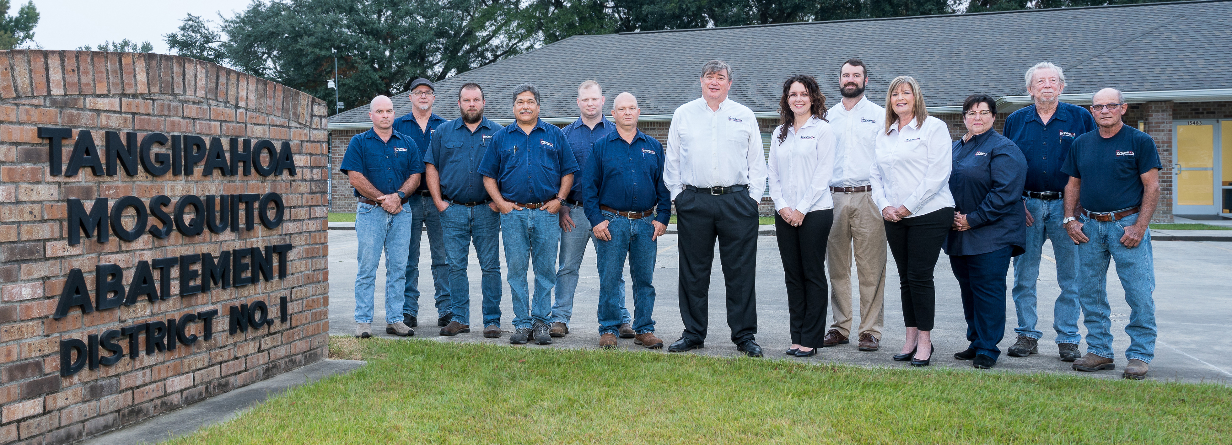 The Tangipahoa Mosquito abatement staff stands in front of the office for a group photo